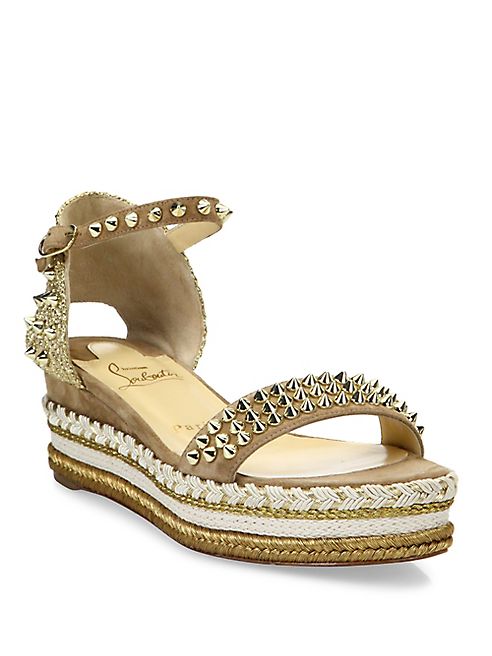 Christian Louboutin - Madmonica 60 Spiked Suede Platform Espadrille Sandals