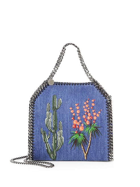 Stella McCartney - Mini Falabella Embroidered Denim Shoulder Bag