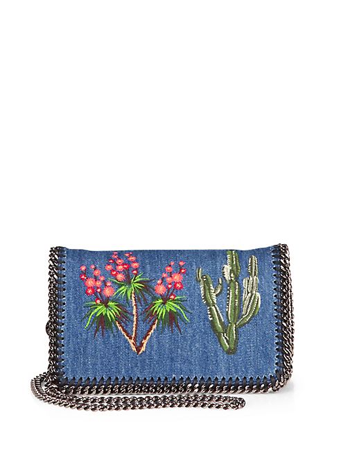 Stella McCartney - Mini Falabella Embroidered Denim Crossbody Bag