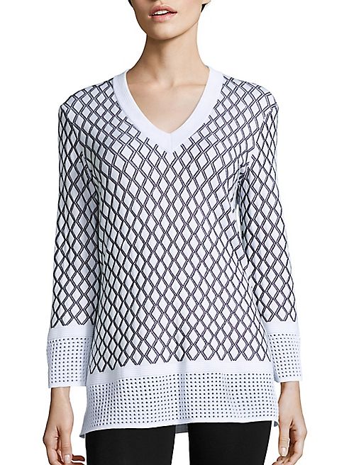 St. John - Sport Collection Wool-Blend Patterned Top