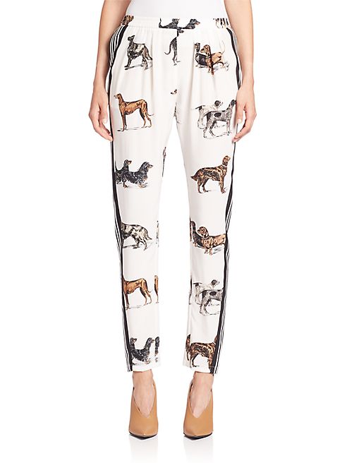 Stella McCartney - Dog-Print Silk Track Pants