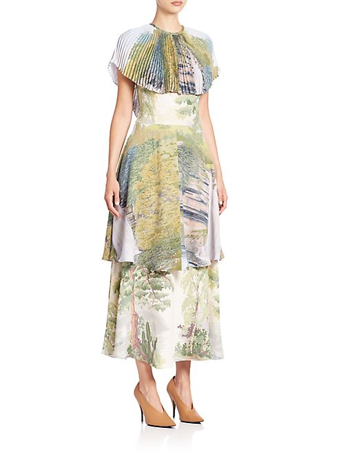 Stella McCartney - Plisse-Collar Tiered Landscape Dress