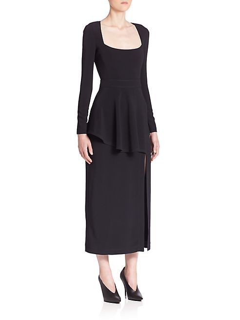 Stella McCartney - Long-Sleeve Stretch Cady Peplum Dress