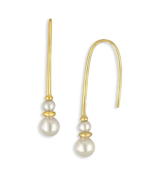 Majorica - 4-6MM Organic Pearl Threader Earrings