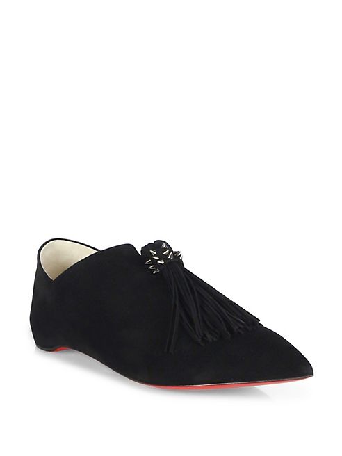 Christian Louboutin - Medinana Suede Fringe Flats