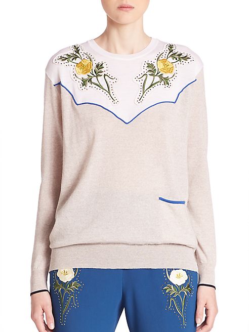 Stella McCartney - Flower-Embellished Wool Sweater