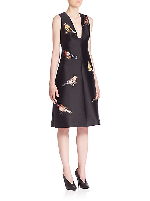 Stella McCartney - Bird Embroidered Duchess Satin Dress