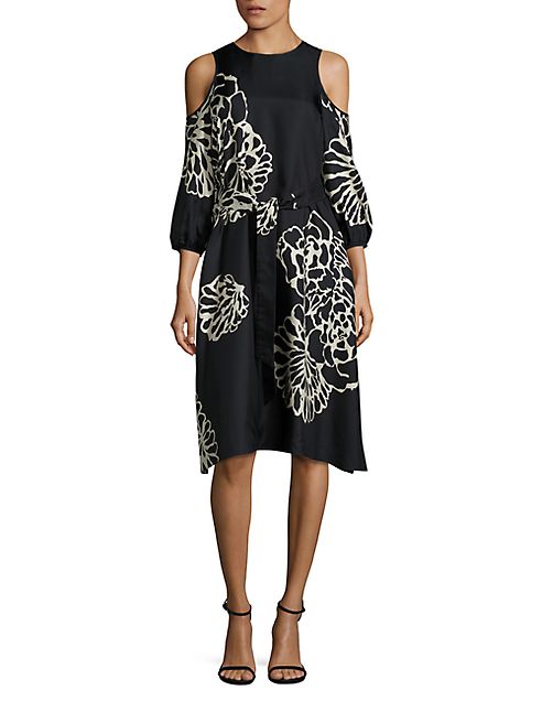 Tibi - Orla Bloom Cold-Shoulder Midi Dress