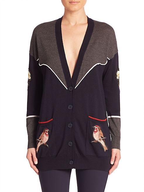 Stella McCartney - Bird Embroidered Wool Cardigan