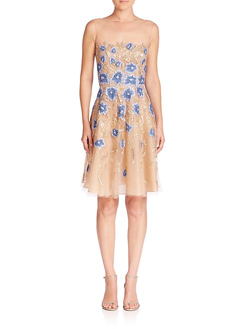 Naeem Khan - Floral Applique Dress