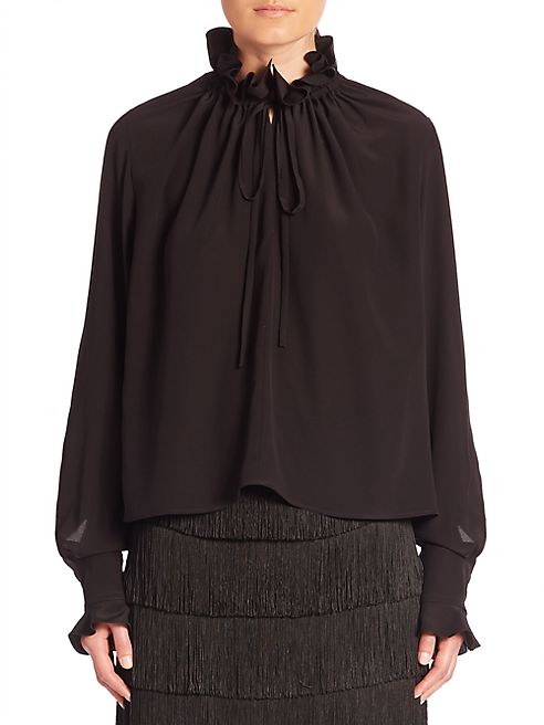 Stella McCartney - Tie-Neck Silk Peasant Blouse