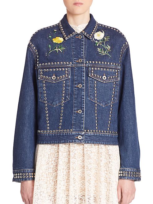 Stella McCartney - Studded Embroidered Denim Jacket