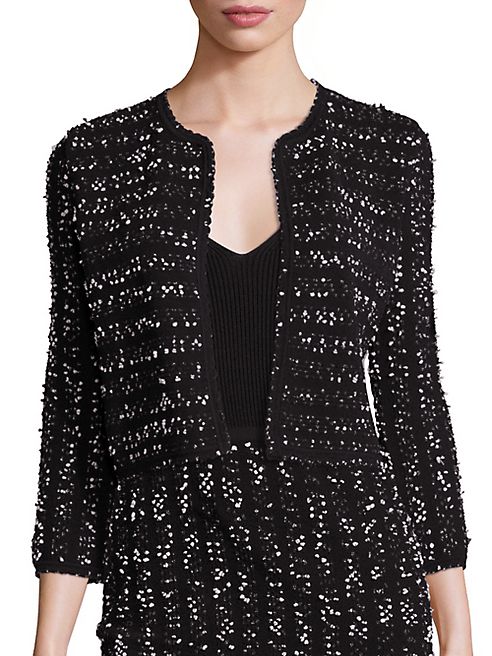 Lela Rose - Speckled Tweed Cropped Knit Jacket