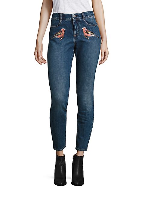 Stella McCartney - Embroidered High-Waist Skinny Jeans