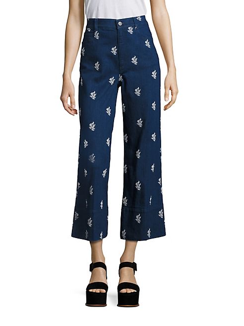 Stella McCartney - Floral Embroidered High-Waist Culottes