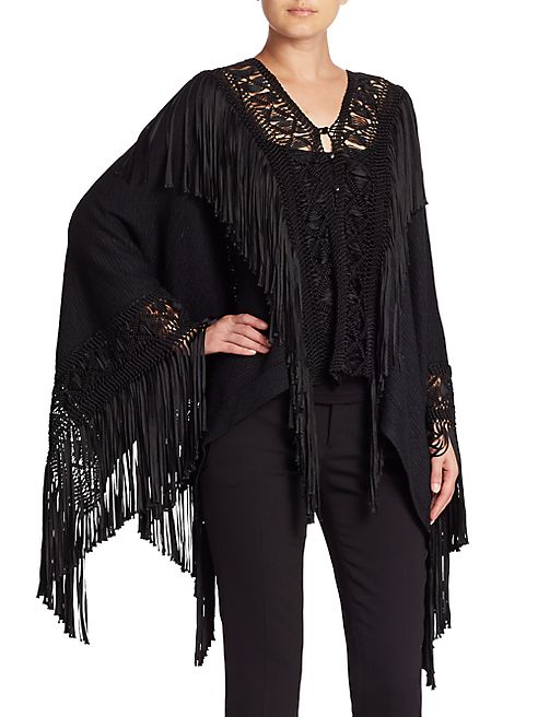 Ralph Lauren Collection - Fringe-Trimmed Silk Ponch