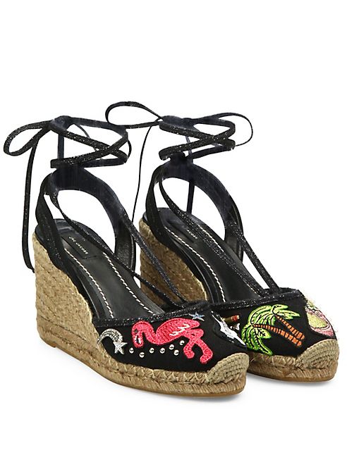 Marc Jacobs - Nathalie Embroidered Wedge Espadrilles