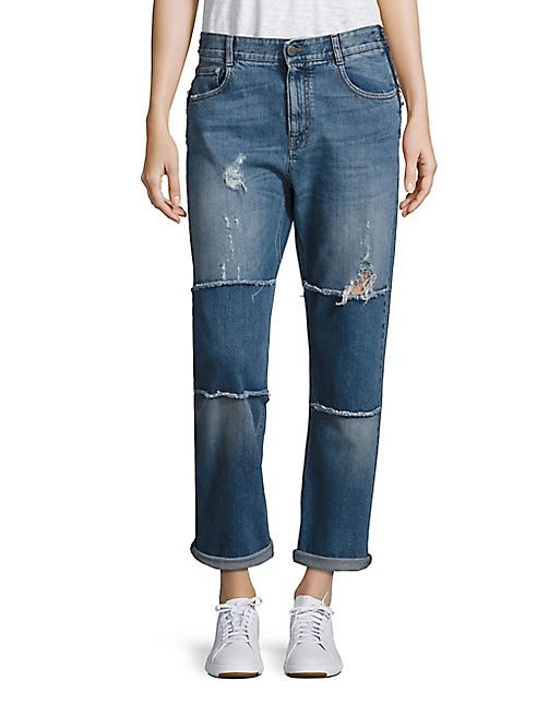 Stella McCartney - Patchwork Distressed Skinny Boyfriend Jeans