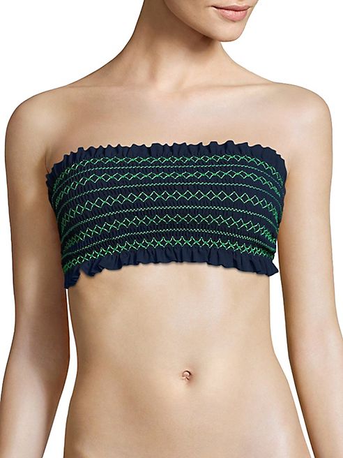 Tory Burch - Smocked Costa Bandeau Bikini Top