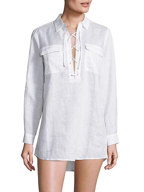 Tory Burch - Washed Lace-Up Tunic