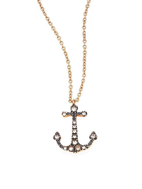 Annoushka - Love Diamonds & 18K Rose Gold Anchor Pendant Necklace