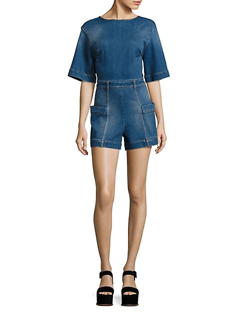 Stella McCartney - Short Sleeve Denim Romper