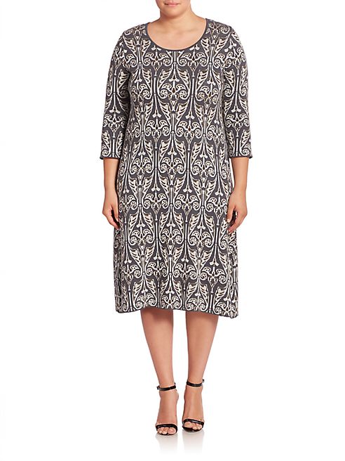 Marina Rinaldi, Plus Size - Gita Paisley Jacquard Shift Dress