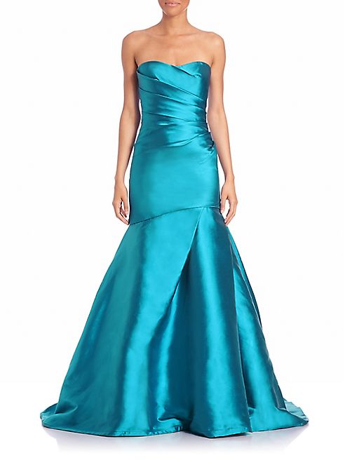 Monique Lhuillier - Strapless Silk-Blend Gown