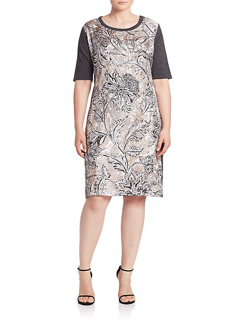 Marina Rinaldi, Plus Size - Gennaio Silk-Front Shift Dress