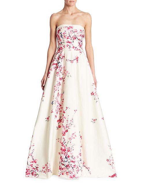 Monique Lhuillier - Floral Strapless Ball Gown