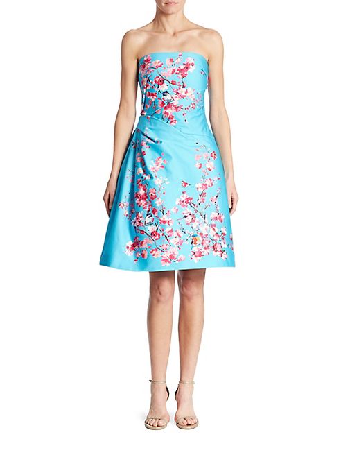 Monique Lhuillier - Floral Strapless Dress