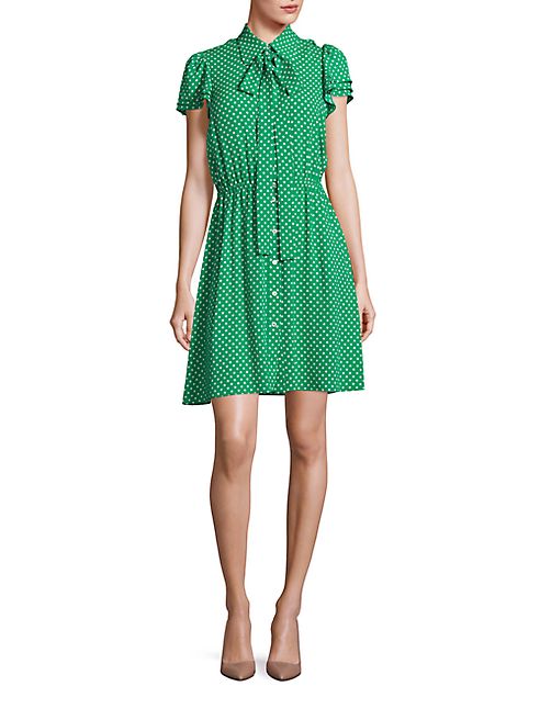 Michael Kors Collection - Polka Dot Silk Flutter-Sleeve Shirtdress