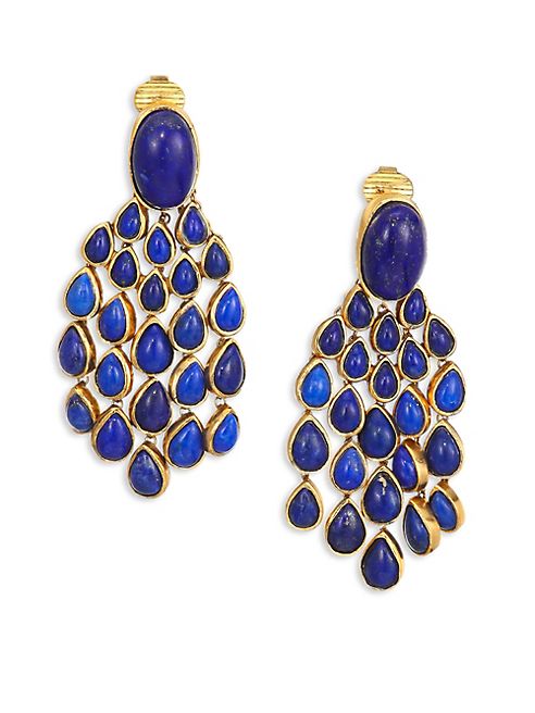 Aurélie Bidermann - Lapis Lazui Chandelier Clip-On Earrings