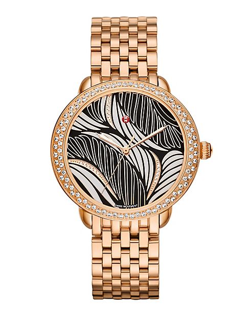 Michele Watches - Serein 16 Willow Diamond & 18K Rose Gold Bracelet Watch