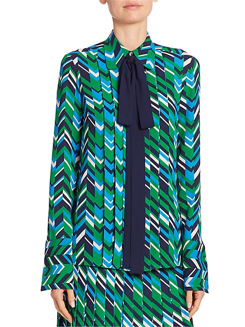 Michael Kors Collection - Bow Pleat-Front Silk Blouse