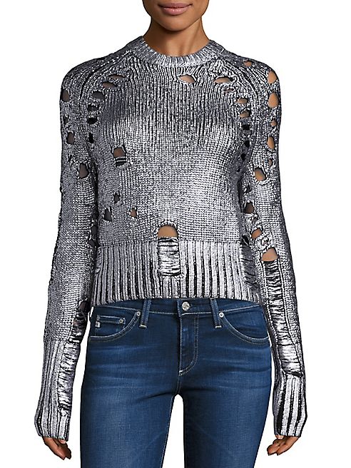 Zoë Jordan - Euler Foil Distressed Wool & Cashmere Sweater