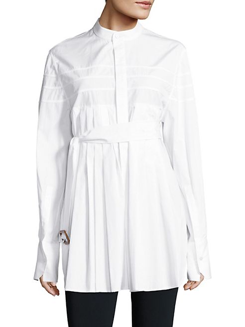 Calvin Klein Collection - Kaimee Belted Pleated Cotton Shirt