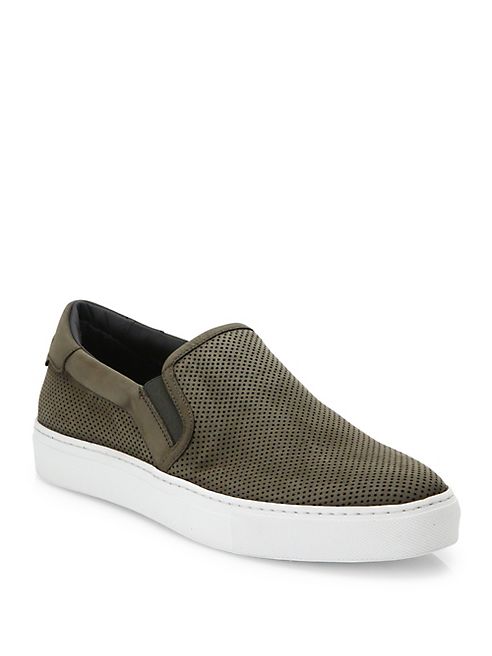 To Boot New York - Stewart Suede & Leather Perforated Slip-On Sneakers