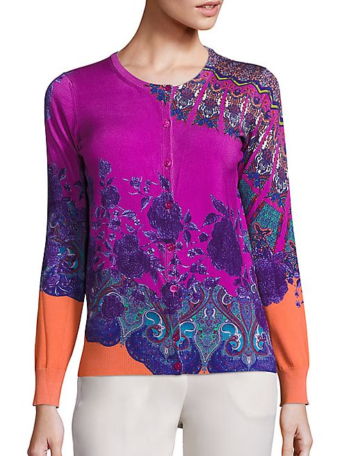 Etro - Mandalla Floral Stretch-Silk Knit Cardigan