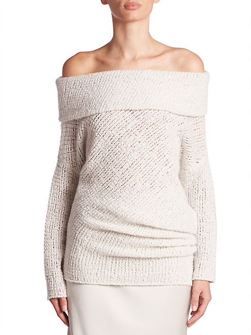 Calvin Klein Collection - Doodle Off-The-Shoulder Cashmere & Silk Tunic