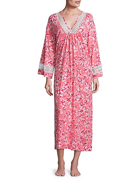 Oscar de la Renta Sleepwear - Printed Pima Cotton Caftan