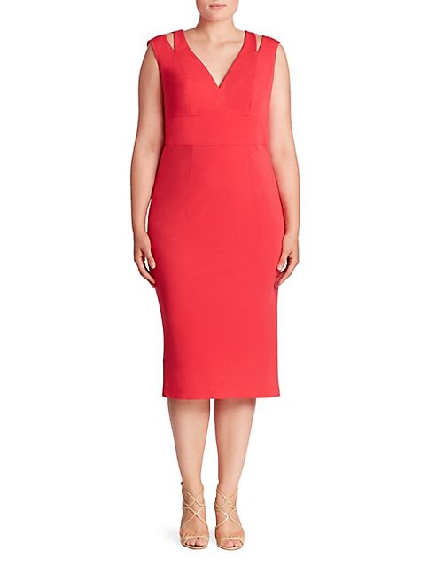 ABS, Plus Size - Cutout Shoulder Midi Dress