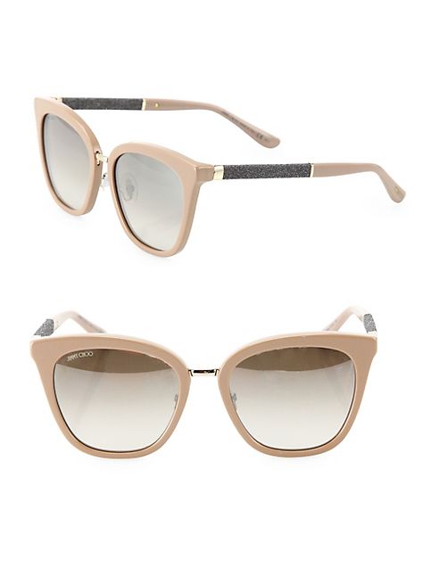 Jimmy Choo - Fabry 53MM Mirrored Glitter-Trim Square Sunglasses