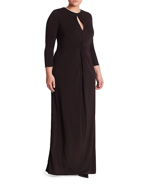 ABS, Plus Size - Twist Front Keyhole Gown