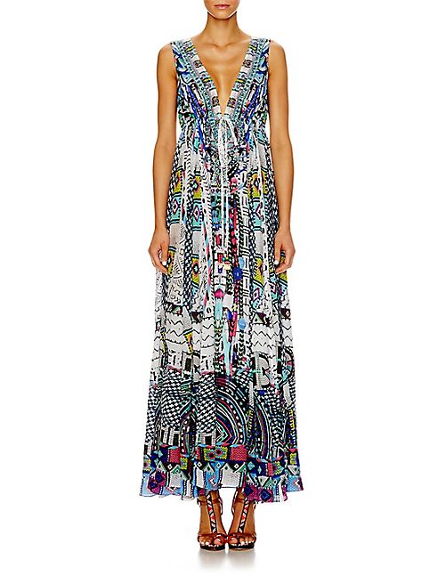 Camilla - Silk Crepe Drawstring Maxi Dress