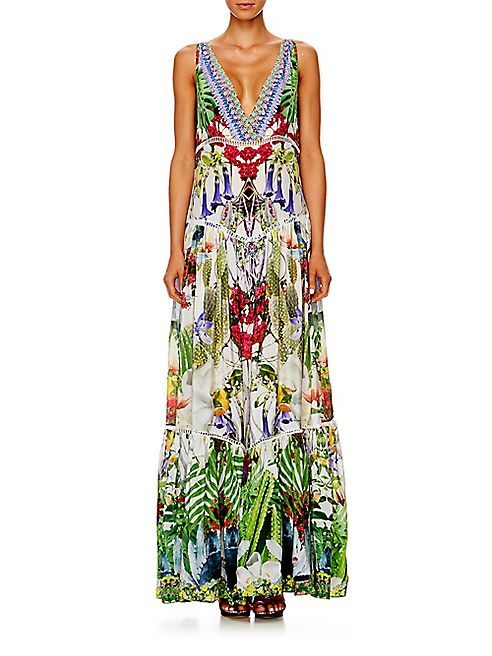 Camilla - Tiered Silk Crepe Maxi Dress