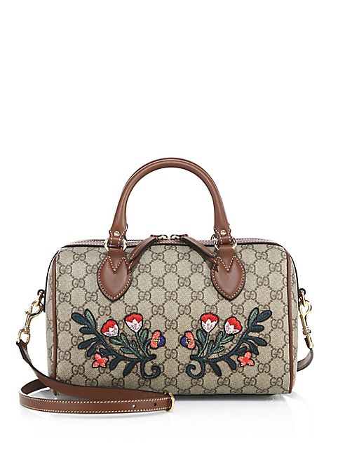 Gucci - Embroidered GG Supreme Canvas Top-Handle Bag