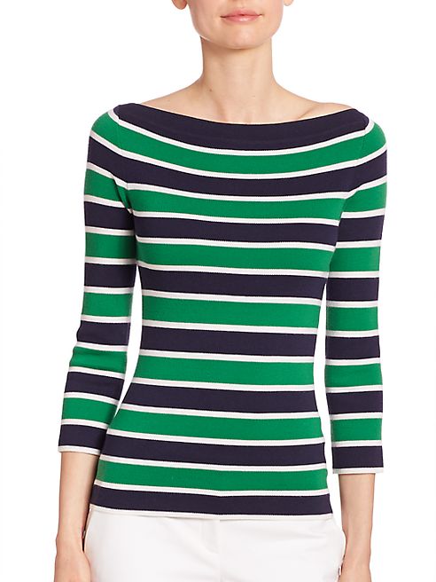 Michael Kors Collection - Striped Cashmere Boatneck Sweater