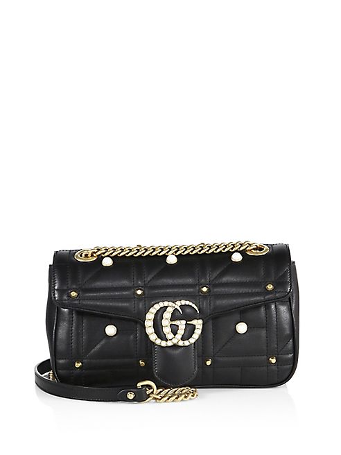 Gucci - Small GG Marmont Studded Matelassé Leather Chain Shoulder Bag