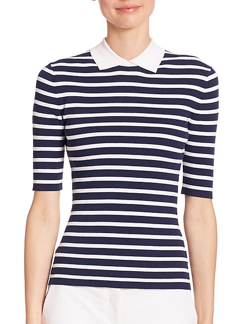 Michael Kors Collection - Striped Elbow-Sleeve Polo